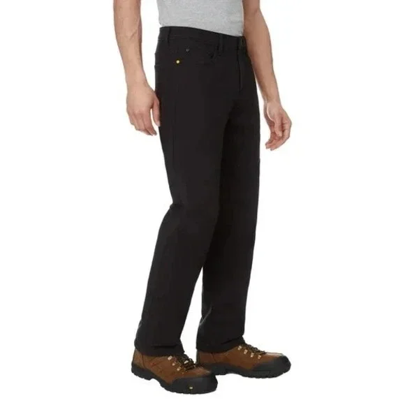 CAT Men's Straight Leg Fleece Lined Stretch Canvas Work Pants Black 38 x 32 NWT - Picture 3 of 7